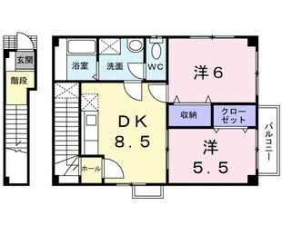 神前駅 徒歩10分 2階の物件間取画像